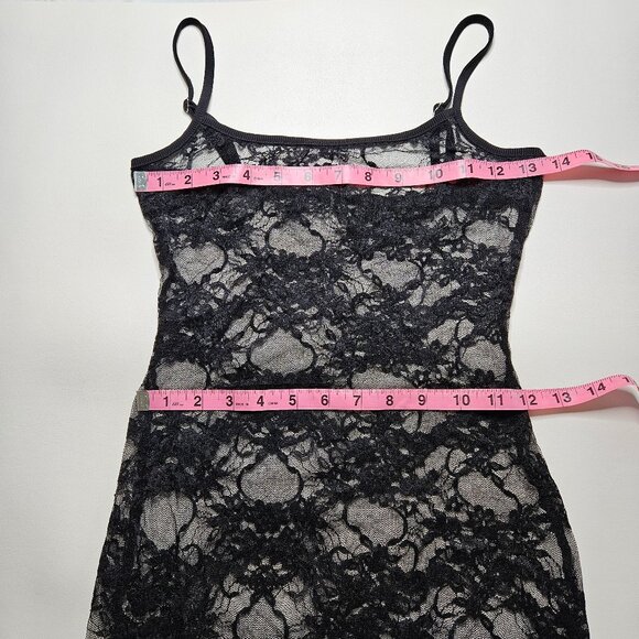 Y2K Whimsigoth Sheer Lace Black Floral Slip Dress, Small, New With Tags - Picture 3 of 8